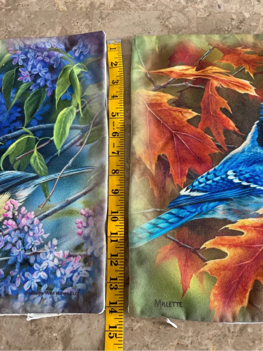 Danbury Mint Wild Wings Rosemary Millette Bird Pillow Covers Set 2 Canvas Art
